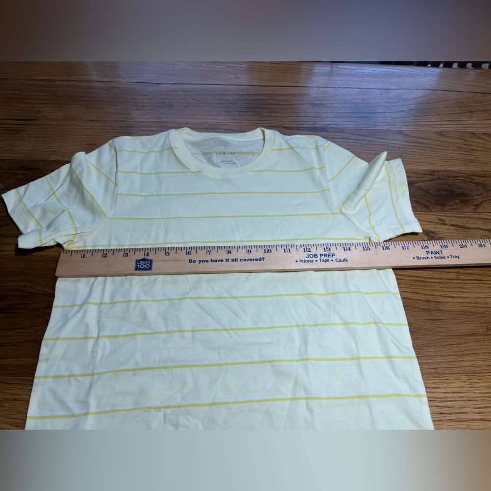 Everlane Yellow Organic Cotton Striped Short Sleeves Crew Neck Size Small - Picture 5 of 7